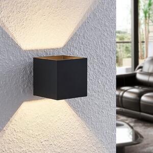 Lindby Mirza aplică perete aluminiu, unghi. negru, reglabil, Negru, Camera de zi / sufragerie, Metal, Modern