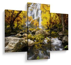 Tablou - Cascade în peisaj de toamnă, galben (90x60 cm)