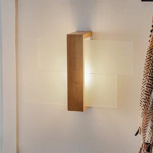 SOLLUX LIGHTING Aplică de perete Shifted 1, sticlă și lemn deschis la culoare, reglabil, Lemn, Camera de zi / sufragerie, Sticlă, Modern