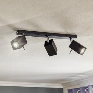 SOLLUX LIGHTING Spot de tavan Square, negru, 3 becuri, reglabil, Negru, Camera de zi / sufragerie, Metal, Modern