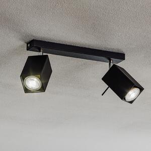 SOLLUX LIGHTING Spot de tavan Square, negru, cu 2 becuri, reglabil, Negru, Camera de zi / sufragerie, Metal, Modern