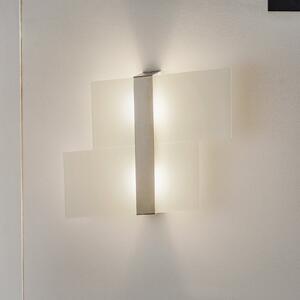 SOLLUX LIGHTING Aplică de perete Shifted, două secțiuni din sticlă, cromat, reglabil, Alb, Camera de zi / sufragerie, Sticlă, Modern