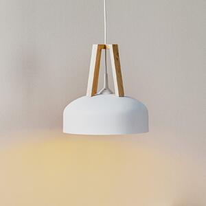 SOLLUX LIGHTING Lampă suspendată North cu lemn natural, abajur alb, reglabil, Alb, Camera de zi / sufragerie, Metal, Scandinavă