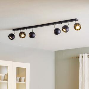SOLLUX LIGHTING Spot de tavan Flame, negru, 6 becuri, reglabil, Negru, Camera de zi / sufragerie, Metal, Modern