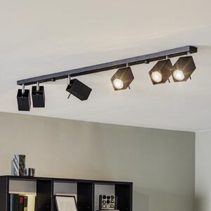 SOLLUX LIGHTING Spot de tavan Square, negru, 6 becuri liniare, reglabil, Negru, Camera de zi / sufragerie, Metal, Modern