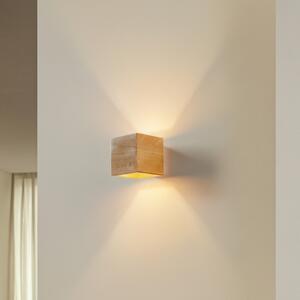 SOLLUX LIGHTING Aplică de perete Ara sub formă cub din lemn, reglabil, Lemn, Camera de zi / sufragerie, Lemn, Modern, Priză de perete sus / jos
