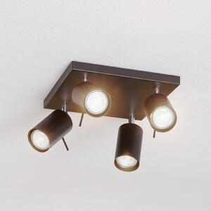 SOLLUX LIGHTING Spot de tavan Round în negru, 4 becuri pătrat, reglabil, Negru, Camera de zi / sufragerie, Metal, Modern