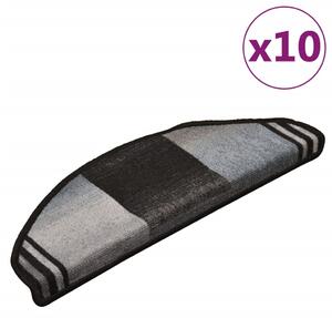 Covorașe scări autoadezive, 10 buc., negru și gri, 65x21x4 cm