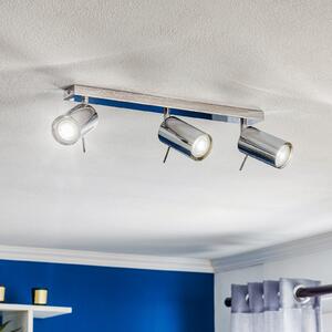 SOLLUX LIGHTING Spot de tavan rotund, crom, 3 becuri liniare, reglabil, Metalic, Camera de zi / sufragerie, Metal, Modern