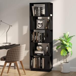 Bibliotecă/Separator cameră negru 51x25x163,5 cm lemn masiv pin
