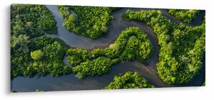 Tablou - Peisaj forestier cu râu (120x50 cm)