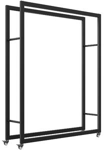 Outsunny Suport Portabil pentru Lemne cu Roți, Suport pentru Lemne din Metal Ranforsat, 120x32x151 cm, Negru | Aosom Romania