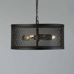 Searchlight Lampă susp. Fishnet din metal pe negru Ø 45 cm, reglabil, Negru, Camera de zi / sufragerie, Metal, Modern