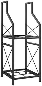 Outsunny Suport de Lemne Exterior a 2 Livelli din Metal cu Bază Ridicată Negru | Aosom Romania