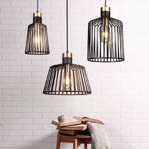 Searchlight Lampă suspendată Bird din metal, Ø 22 cm, reglabil, Negru, Camera de zi / sufragerie, Metal