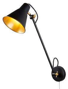 Searchlight Aplică de perete 6302 din metal, negru-auriu, Negru, Camera de zi / sufragerie, Metal, Modern