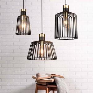 Searchlight Lampă suspendată Bird din metal, Ø 30 cm, reglabil, Negru, Camera de zi / sufragerie, Metal