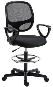 HOMCOM Scaun de Birou Ergonomic Rotativ din Plasă Respirabilă, cu Suport pentru Picioare și Înălțime Reglabilă, Negru | Aosom Romania