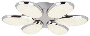 Searchlight Plafonieră Lori LED, 6 becuri, 52 cm, crom/frosted, sticlă, Metalic, Camera de zi / sufragerie, Metal, Modern
