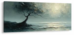 Tablou - pictură în ulei de un copac cu oceanul (120x50 cm)