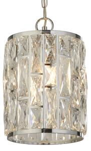 Searchlight Lampă susp. Bijou, abajur cu cristale, Ø 22 cm, reglabil, Transparent, Camera de zi / sufragerie, Cristal