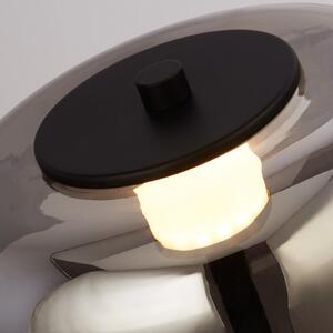 Searchlight Lampă de podea LED Frisbee cu abajur sticlă, reglabil, Negru, Camera de zi / sufragerie, Metal, Modern