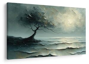 Tablou - pictură în ulei de un copac cu oceanul (90x60 cm)