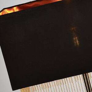 Searchlight Lampă de podea Fringe cu abajur textil, Negru, Camera de zi / sufragerie, Metal