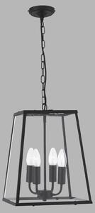 Searchlight Lampă suspendată Lantern, negru, 4 becuri, reglabil, Negru, Camera de zi / sufragerie, Metal, Antichitate