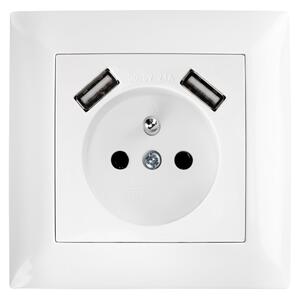 Priză simplă cu împământare + 2x USB-A OSTE JNH003-G White