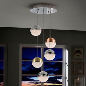 Schuller Valencia Lampă suspendată LED Sphere, multicolor, 5 becuri, reglabil, Metalic, Camera de zi / sufragerie, Metal, Modern, glob