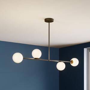 SIGMA Lampă suspendată Gama 4, 4 becuri, negru, reglabil, Negru, Camera de zi / sufragerie, Metal, Modern, glob