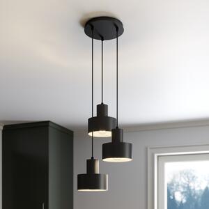 SIGMA Lampă suspendată Rif, rondel cu 3 becuri, negru, reglabil, Negru, Camera de zi / sufragerie, Metal, Modern