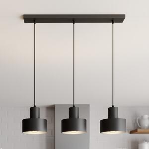 SIGMA Lampă suspendată Rif, liniară cu 3 becuri, negru, reglabil, Negru, Camera de zi / sufragerie, Metal, Modern
