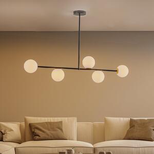 SIGMA Lampă suspendată Gama 5, 5 becuri, negru, reglabil, Negru, Camera de zi / sufragerie, Metal, Modern, glob