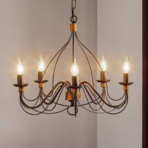 ONLI Candelabru Fiamma Marrone 5 becuri fără abajur, reglabil, Maro / Rugină, Camera de zi / sufragerie, Metal, Casă de țară / Rustic, Candelabru