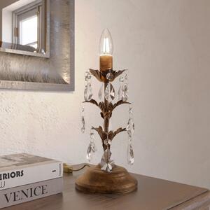 ONLI Lampa de masă Teresa cu cristale, fără abajur, Bronz / Alamă Veche, Camera de zi / sufragerie, Metal, Antichitate