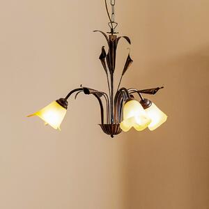 ONLI Lampă suspendată Lucrezia cu 3 becuri, bronz, reglabil, Bronz / Alamă Veche, Camera de zi / sufragerie, Metal, Casă de țară / Rustic
