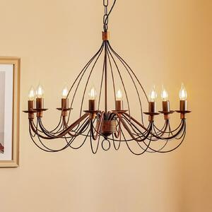 ONLI Candelabru Fiamma Marrone 8 becuri fără abajur, reglabil, Maro / Rugină, Camera de zi / sufragerie, Metal, Casă de țară / Rustic, Candelabru