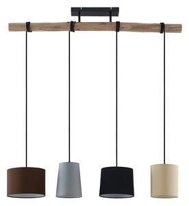 Lustră Pendul Lindby, Amilia, reglabil, Lemn, Bucătărie, Țesătură / Textil, Modern