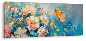 Tablou - Fluture și flori, pictură în ulei II. (120x50 cm)