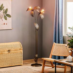 ONLI Lampadar Dubai cu aspect de frunze, 2 becuri, bronz, Bronz / Alamă Veche, Camera de zi / sufragerie, Metal