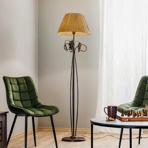 ONLI Lampadar Quercia, abajur din pânză și frunze de stejar, Bej, Camera de zi / sufragerie, Țesătură / Textil, Florentin