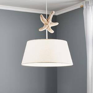 ONLI Lampă suspendată Stellina, abajur din pânză, decor stea de mare, reglabil, Bej, Camera de zi / sufragerie, Țesătură / Textil, Maritimă