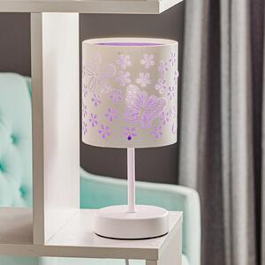 ONLI Lampa de masă Titilla în alb, abajur interior violet, Alb, Camera de zi / sufragerie, Metal, Viața tânără