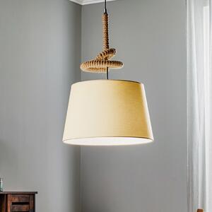 ONLI Lampă suspendată Corda cu abajur din material textil noduri de frânghie, reglabil, Bej, Camera de zi / sufragerie, Țesătură / Textil, Maritimă