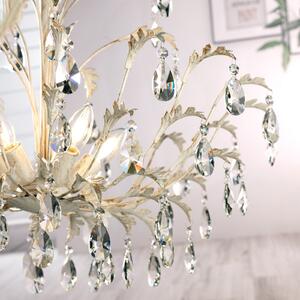 ONLI Candelabru Cesta, cu 5 becuri și cristale, reglabil, Bej, Camera de zi / sufragerie, Metal