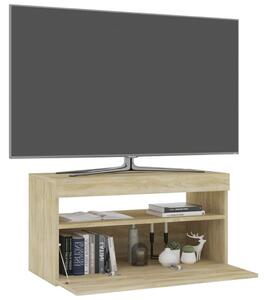 Comodă TV cu lumini LED, stejar sonoma, 75x35x40 cm