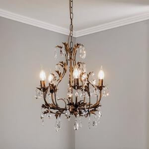ONLI Candelabru Botte din metal cu 5 becuri, bronz, reglabil, Bronz / Alamă Veche, Camera de zi / sufragerie, Metal, Florentin
