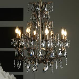 ONLI Candelabru Botte din metal cu 8 becuri, bronz, reglabil, Bronz / Alamă Veche, Camera de zi / sufragerie, Metal, Florentin